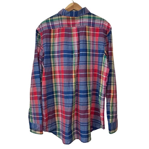 Chaps Denim Womens XL Colorful Multicolor Plaid Light Long Sleeve Button Up - Picture 3 of 7